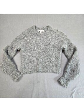 Banana Republic XXS Womens Crop Knit Sweater Gray Alpaca Wool Blend Long Sleeve